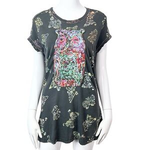 Oilily Embroidered Owl Short Sleeve T Shirt Medium (Flawed)